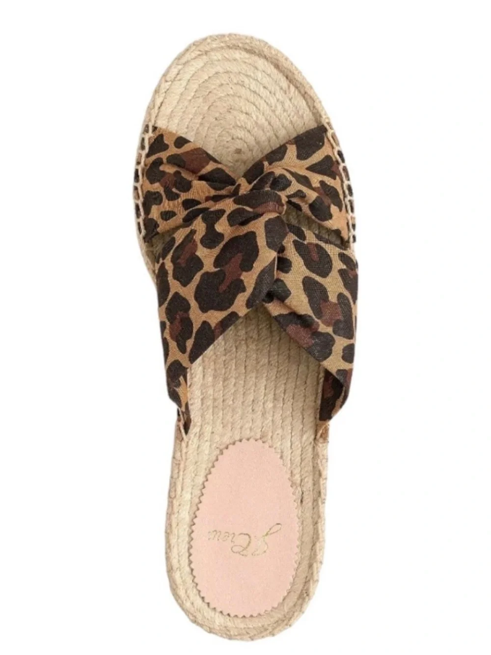 J. Crew Leopard Print Knotted Espadrille Slide Sandals - Brown and Black